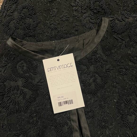 Vintage Womens Jacket Beaded Lace Whimsigoth Glam Boho Goth Classic Black M/L - Picture 3 of 4